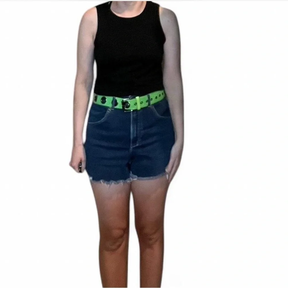 Bundle of 2 Vintage y2k grommet belts- blue and lime green. Punk Skater Grunge